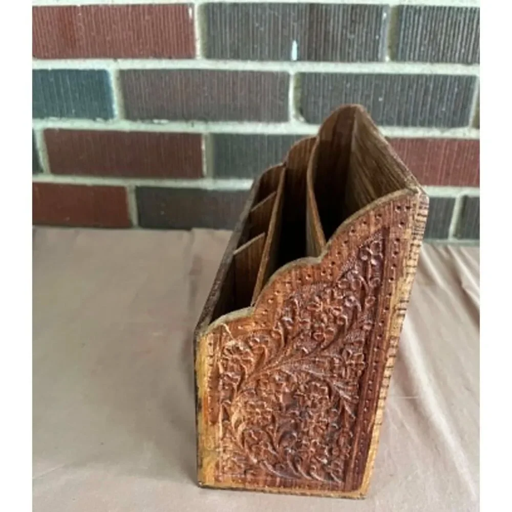 handmade Hand carved India Letter Holder